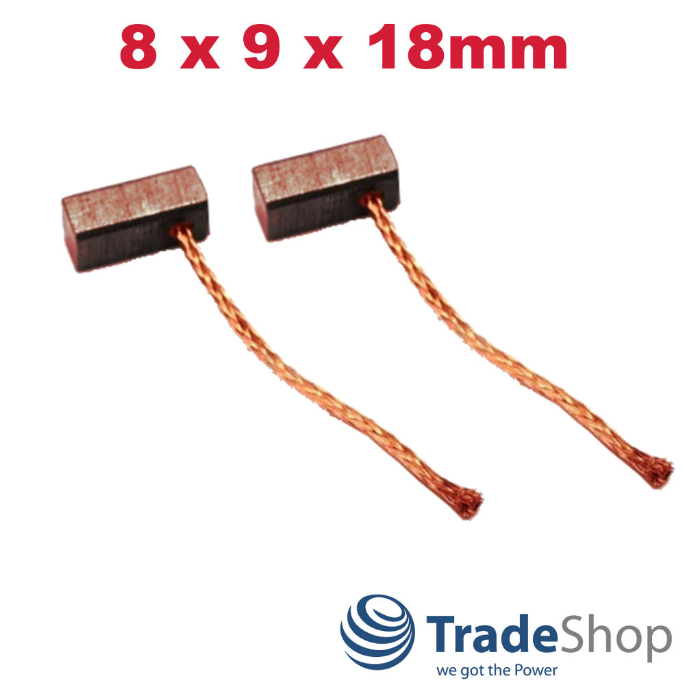 2x Bronzekohlen Kohlebürsten 8x9x18mm für viele PKW KFZ LKW Motoren Antriebe