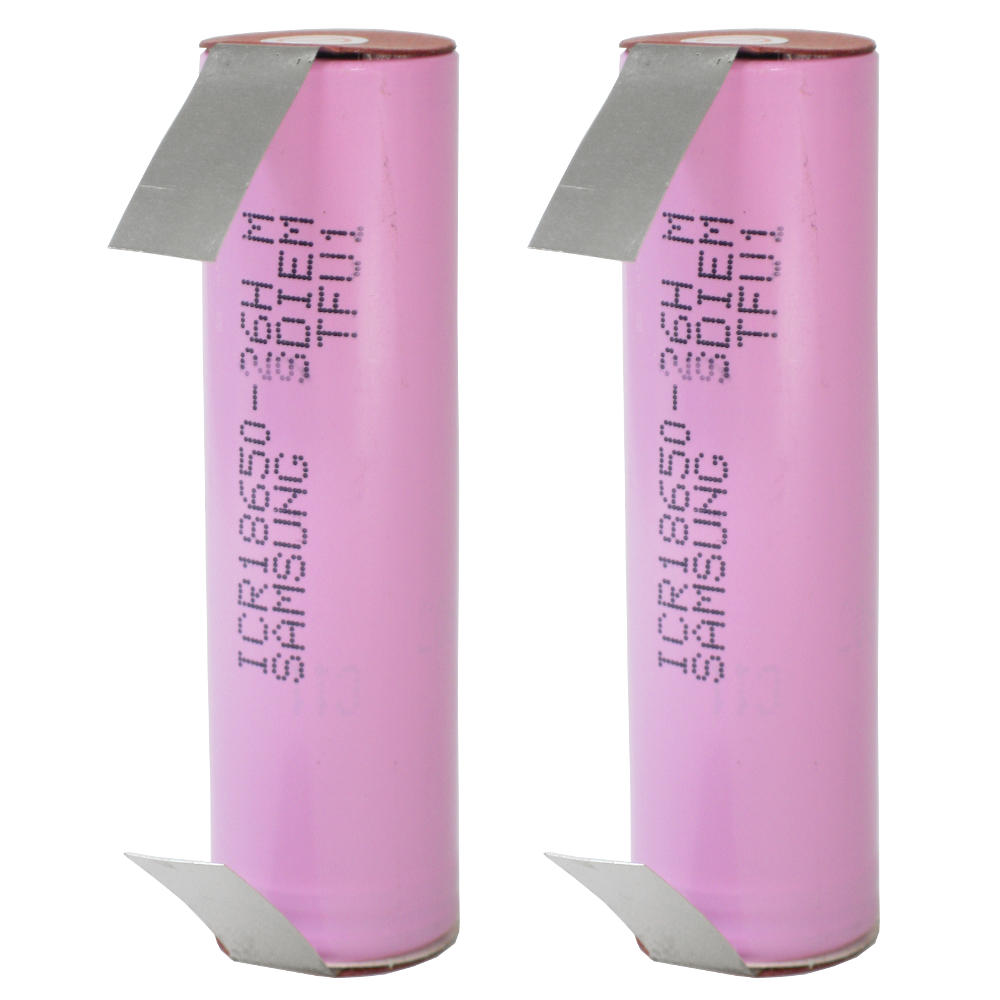 2x Samsung Li-Ion Akku Zelle ICR18650-26J 2600mAh 3,6V/3,7V U-Lötfahne