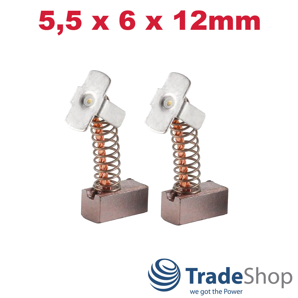2x Kohlebürsten Bronzekohlen 5,5x6x12mm für Bosch GDR GDS GDX 14,4 V-LI, 18 V-LI