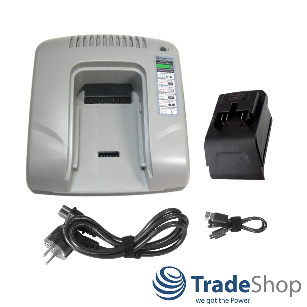 Akku USB Ladegerät Ladestation 14,4V Li-Ion für Ryobi B-1415L, B-1425L, B-1430L