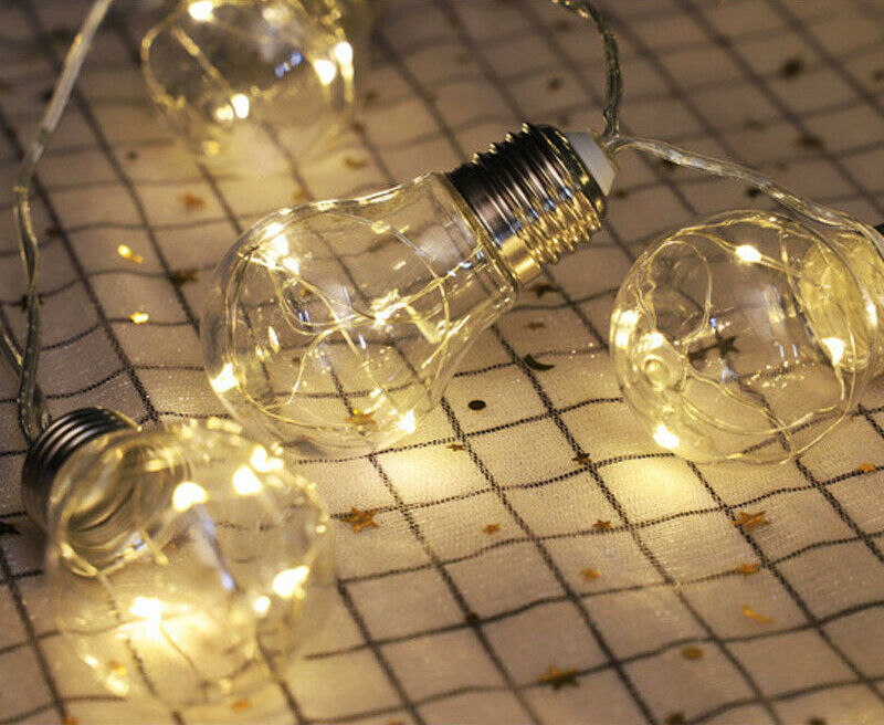 Solar LED Lichterkette mit Glühbirnen Deko