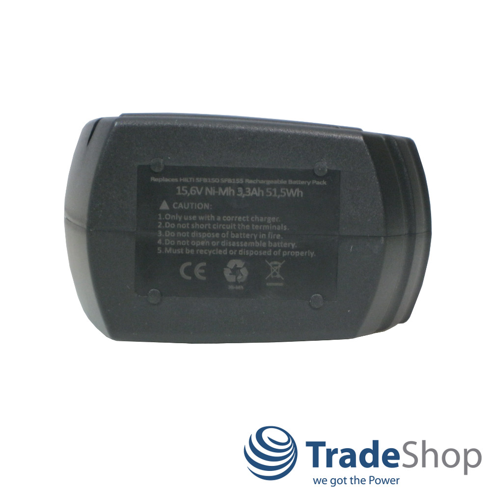 2x AKKU 15,6V 3300mAh Ni-Mh 51,5Wh ersetzt Hilti SFB150 SFB155