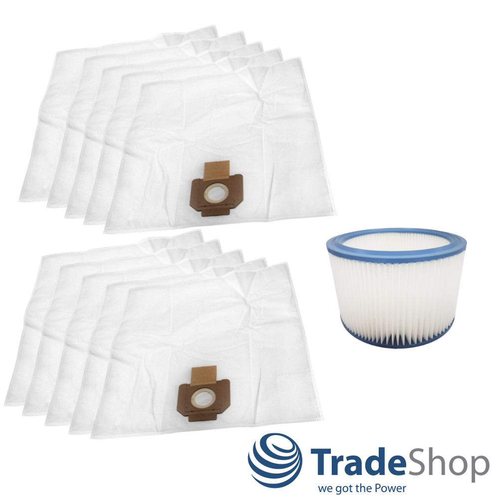 SET: Staubsauger-Beutel (10 Stück) + Rundfilter für Nilfisk Alto Attix 550, 560