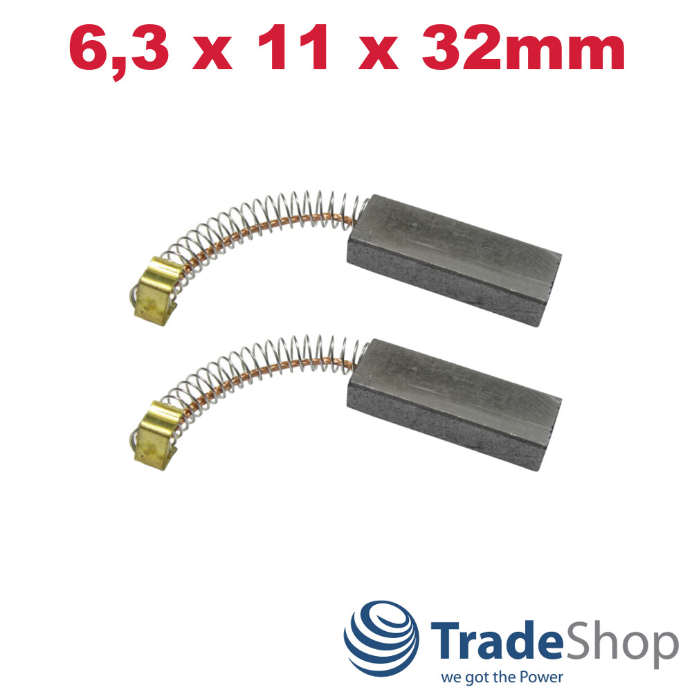 2x Universal Motorkohlen Kohlebürsten 6,3x11x32mm für Numatic, Miele Staubsauger