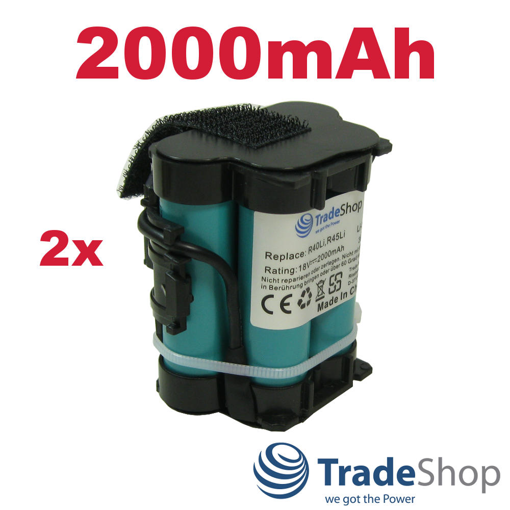 2x Akku 18V 2000mAh Li-Ion für Gardena R40Li Flymo 1200R Husqvarna 308