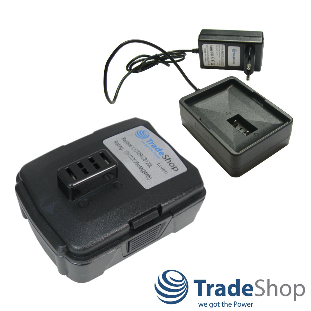 Li-Ion Akku 12V 2000mAh + Ladegerät für Ryobi/AEG BID-1201 CAH120LK CD100 HJP001