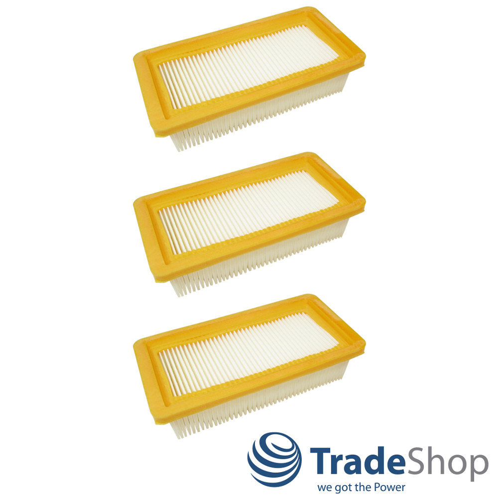 3x HEPA Flachfaltenfilter, Lamellenfilter für Kärcher 6.415-953.0 AD2