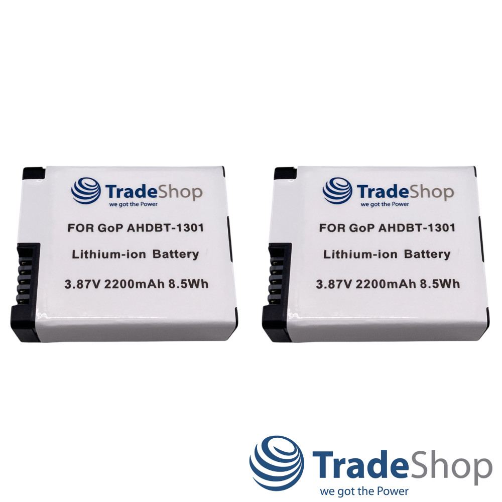 2x Li-Ion Akku 3,87V 2,2Ah für GoPro HERO13 Black ersetzt AHDBT-1301, CPSS1B