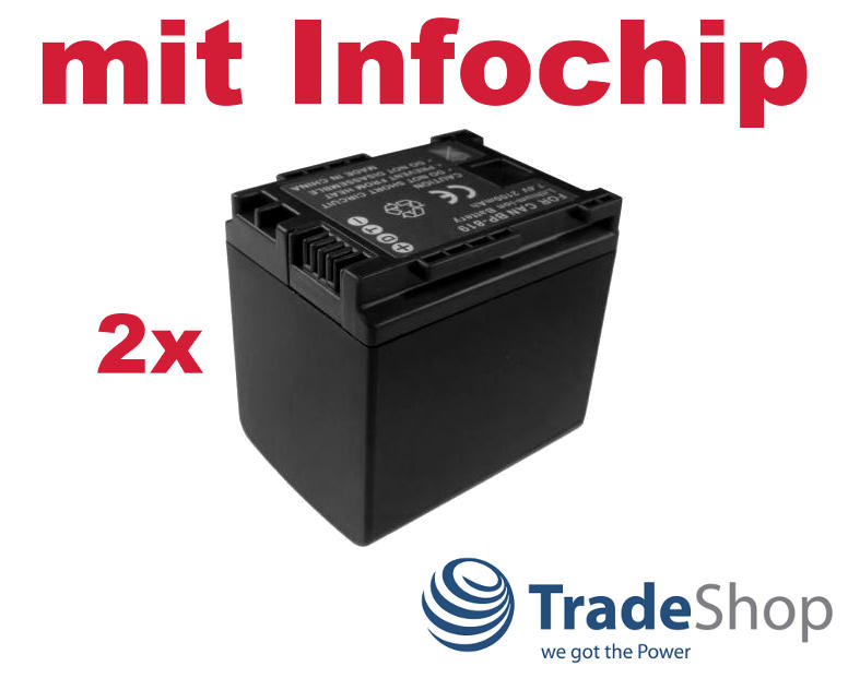 2x Akku 2100mAh ersetzt BP-819 BP-808, BP-809, BP819, BP-827 für Canon Camcorder