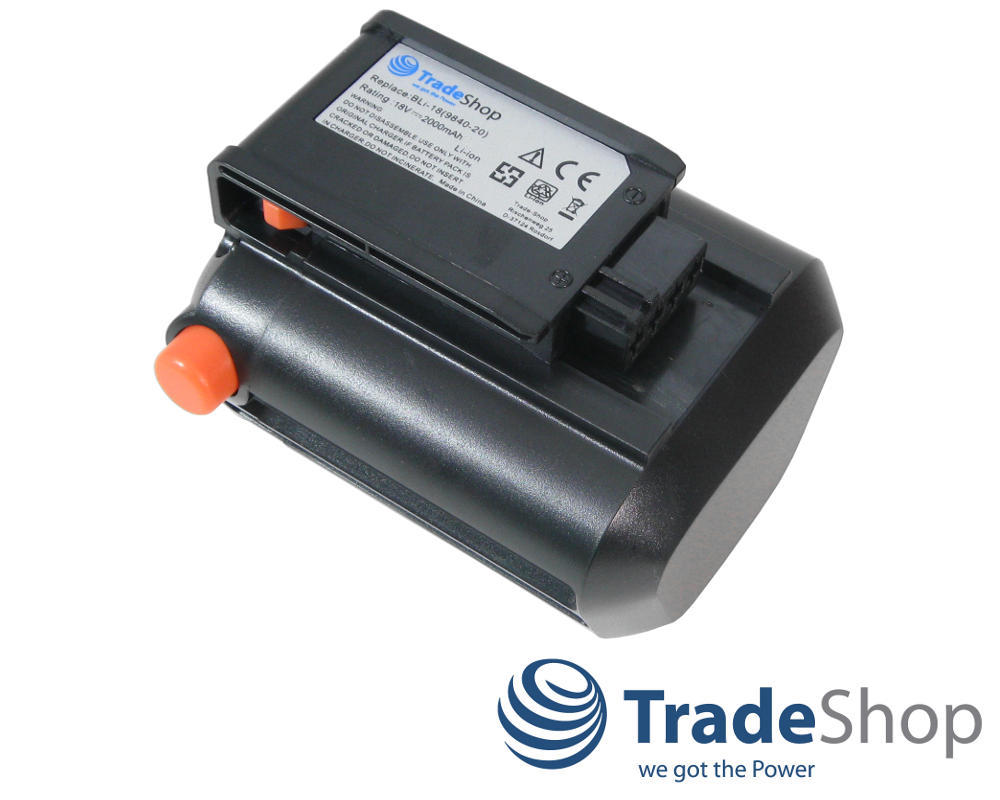 2in1 Set: Li-Ion Akku 18V 2000mAh + Ladegerät für Gardena 9840-20 9839-20 BLi-18