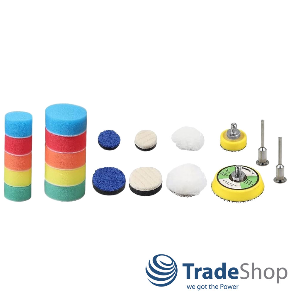 Polier-Set (18-teilig) Polierpads Stützteller  25mm 50mm für Proxxon, Dremel