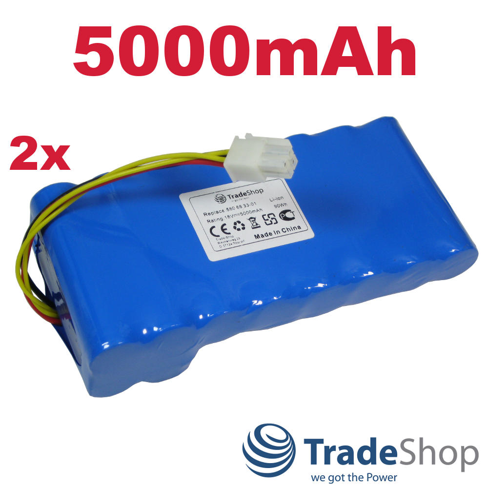 2x Akku 18V 5Ah Li-Ion ersetzt Husqvarna 580 68 33-01, 580 68 33-02, 589585201