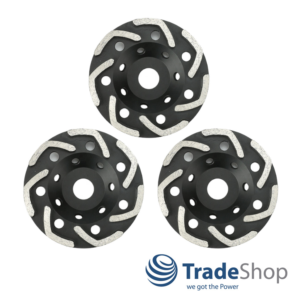 3x Diamant Schleifteller Schleiftopf V-Segmente125x22,23mm Beton Estrich Granit