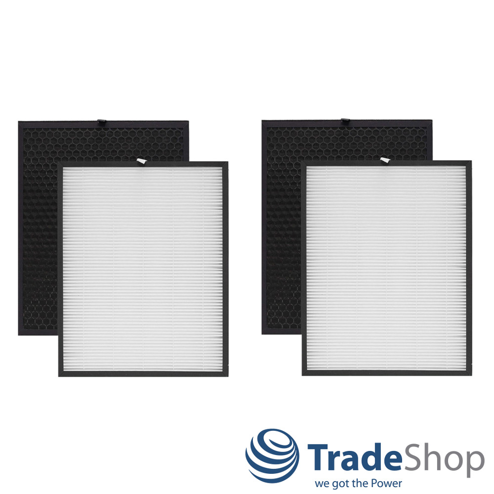 2x Filter-Set (HEPA-Filter + Aktivkohlefilter) für Philips AC3256 AC3259 AC4550