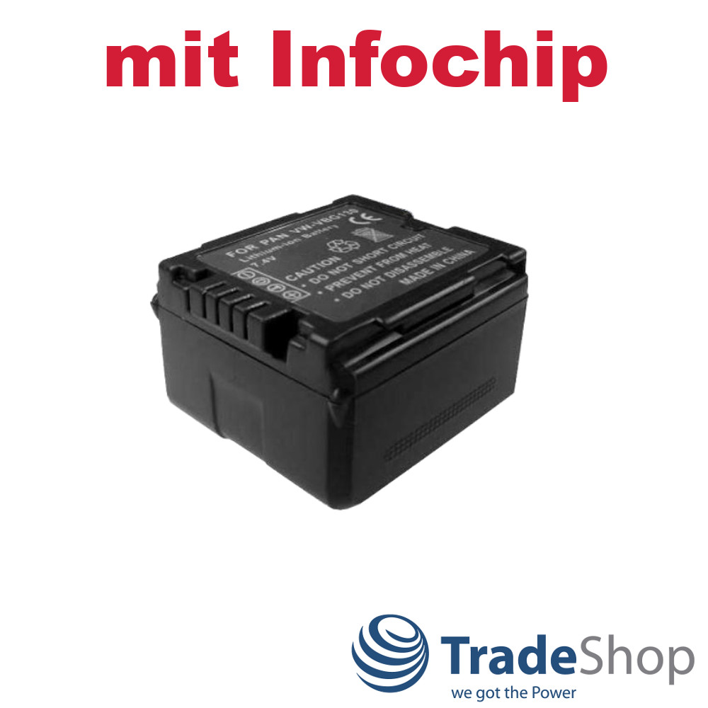 Akku 1200mAh ersetzt VW-VBN130 für viele Panasonic Camcorder, mit Info Chip