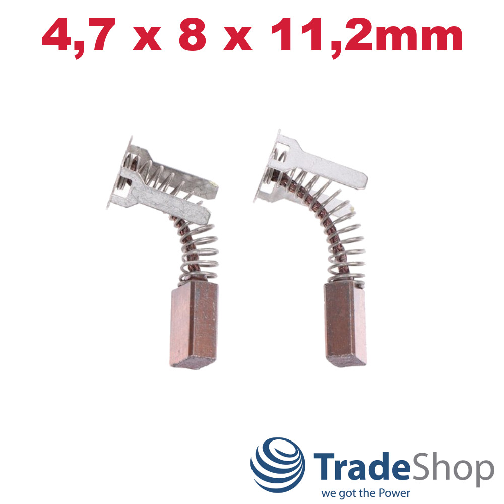 2x Kohlebürsten Bronzekohlen 4,7x8x11,2mm für Bosch GDS 18 V, GDR 12 V, PDR 12 V