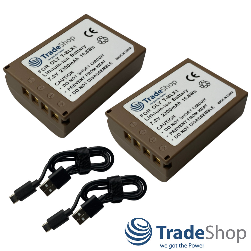 2x Li-Ion Kamera-Akku 7,2V 2300mAh für Olympus OM-1 Mirrorless ersetzt BLX-1