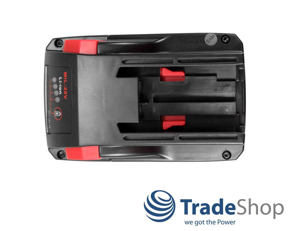 Set: Li-Ion Akku 28V 3000mAh + Ladegerät für Milwaukee 48-11-2830, 0700956730
