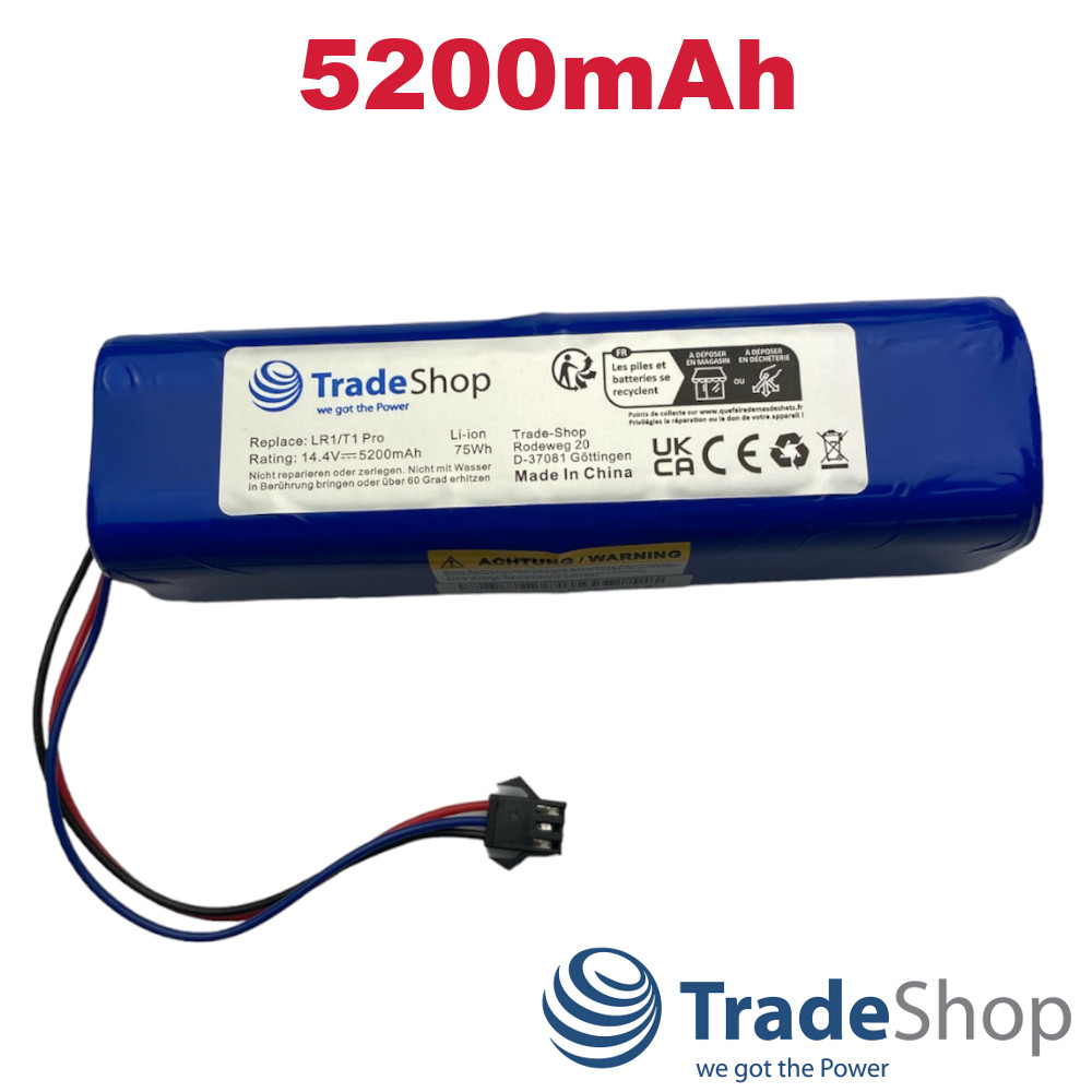Li-ion Akku 14,4V 5200mAh für Lenovo LR1 T1 Pro, Proscenic  M7 LDS Pro uvm.