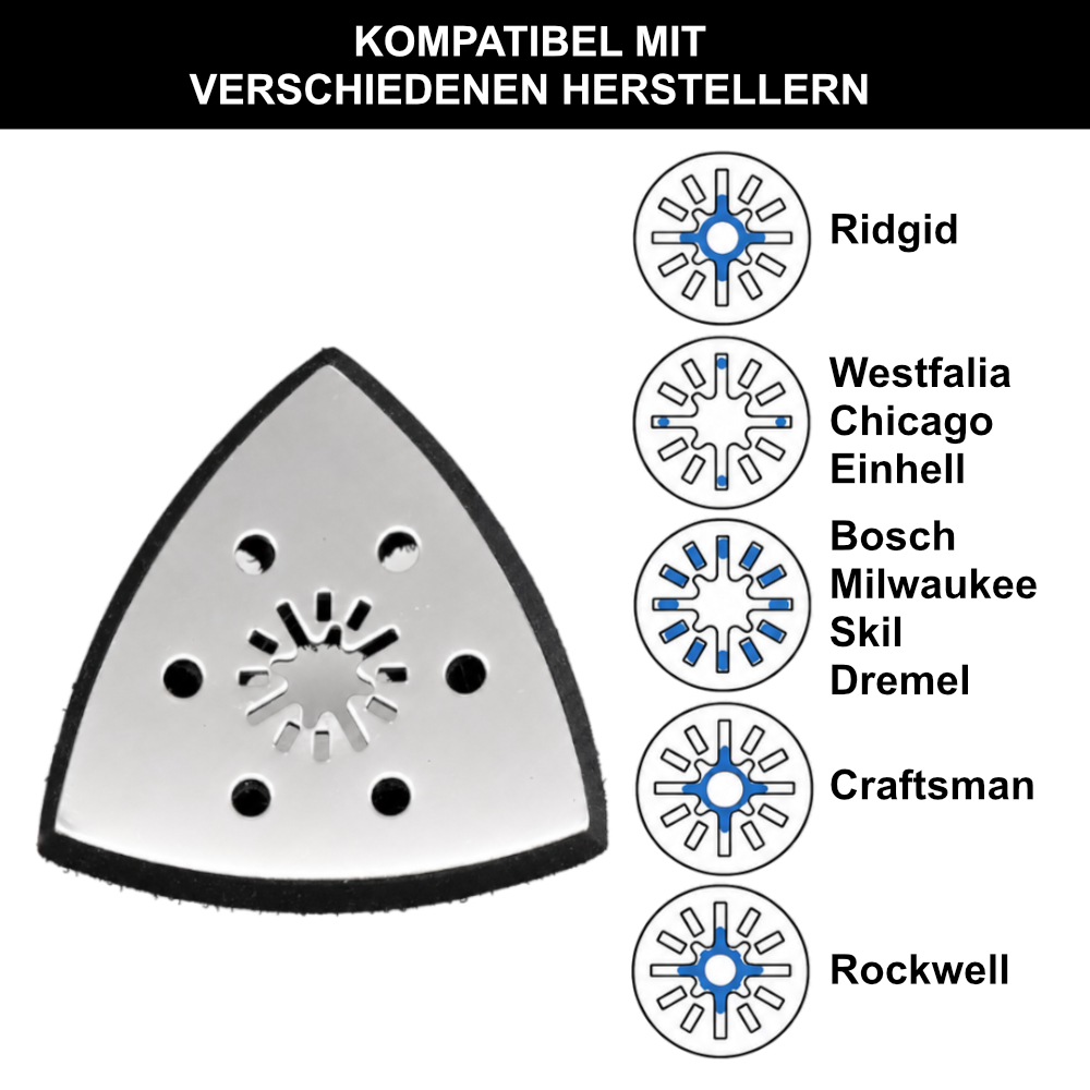 Set: 4x Dreieckige Schleifpads + 24x 6-Loch Schleifpapiere für Holzschleifer