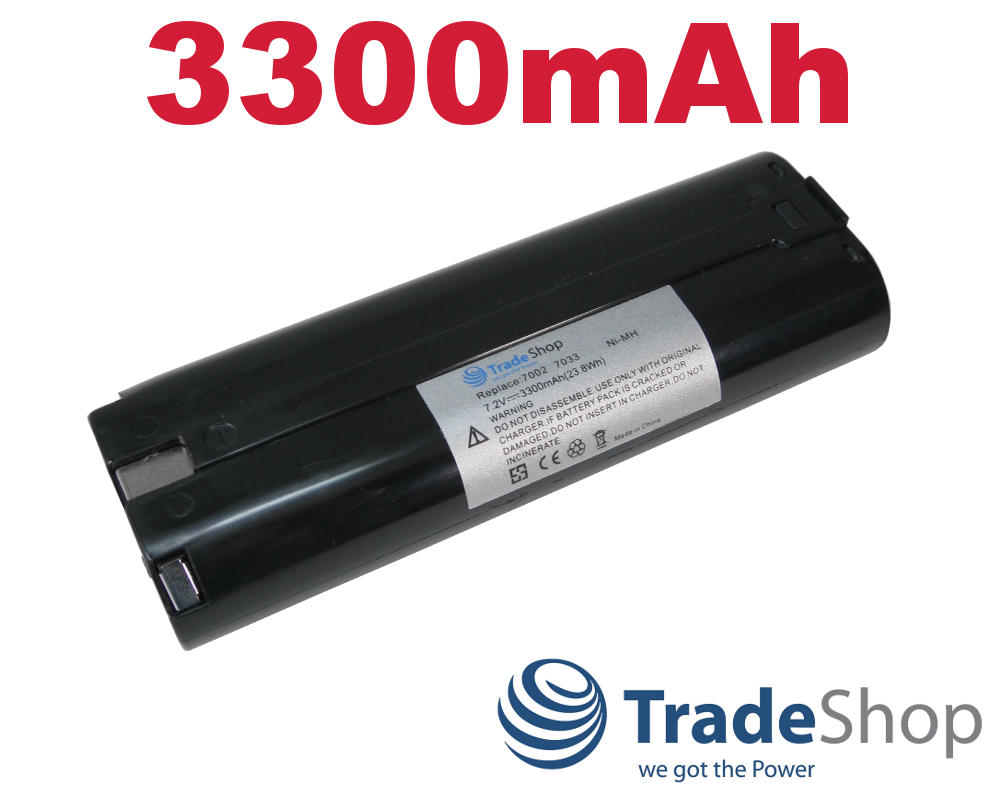 2x AKKU 7,2V 3300mAh ersetzt Makita 7033 7000 7001 7002 632003-2 192532-2 uvm