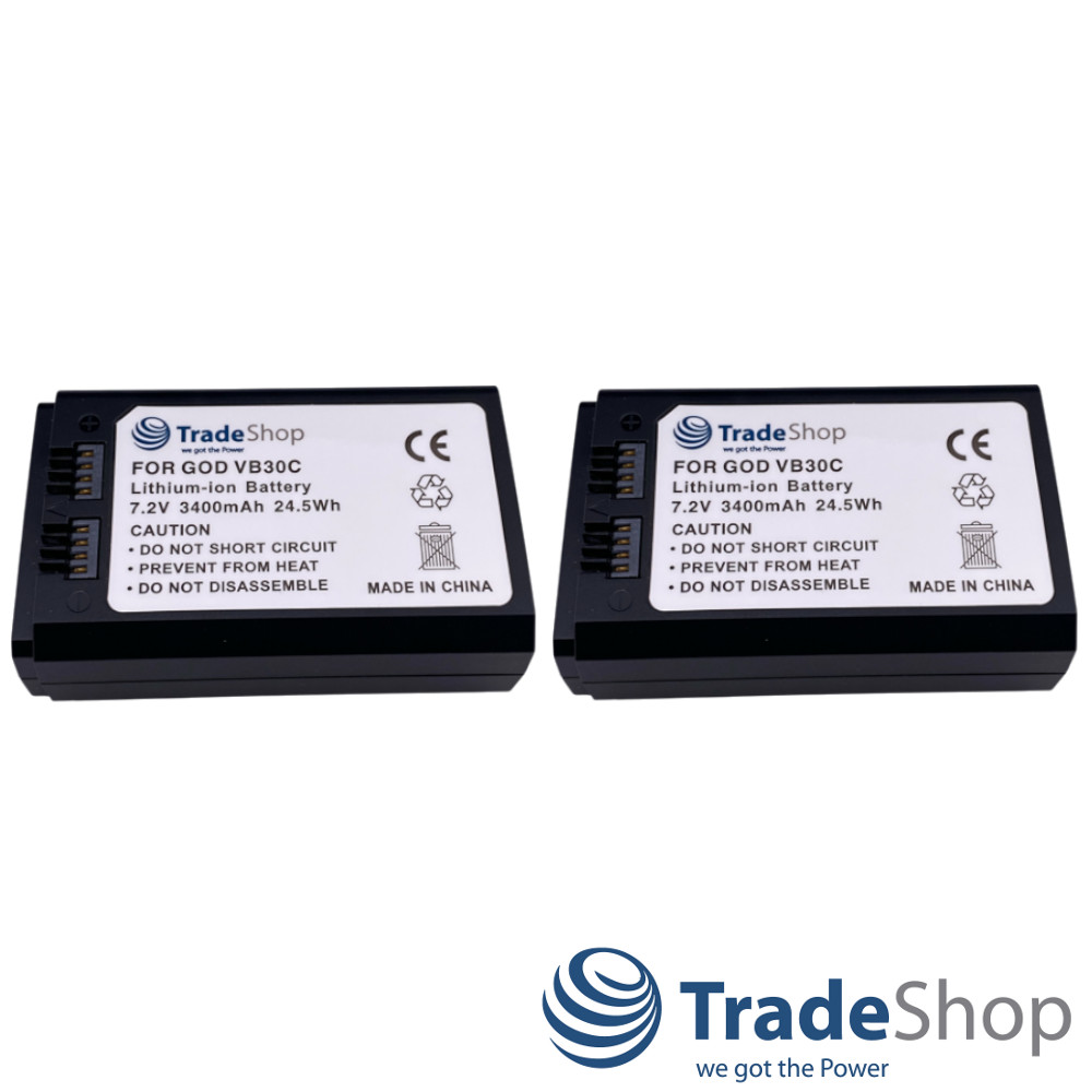 2x Li-Ion Akku 7,2V 3,4Ah USB-C für Godox V1 Pro, V850III, V860III ersetzt VB30