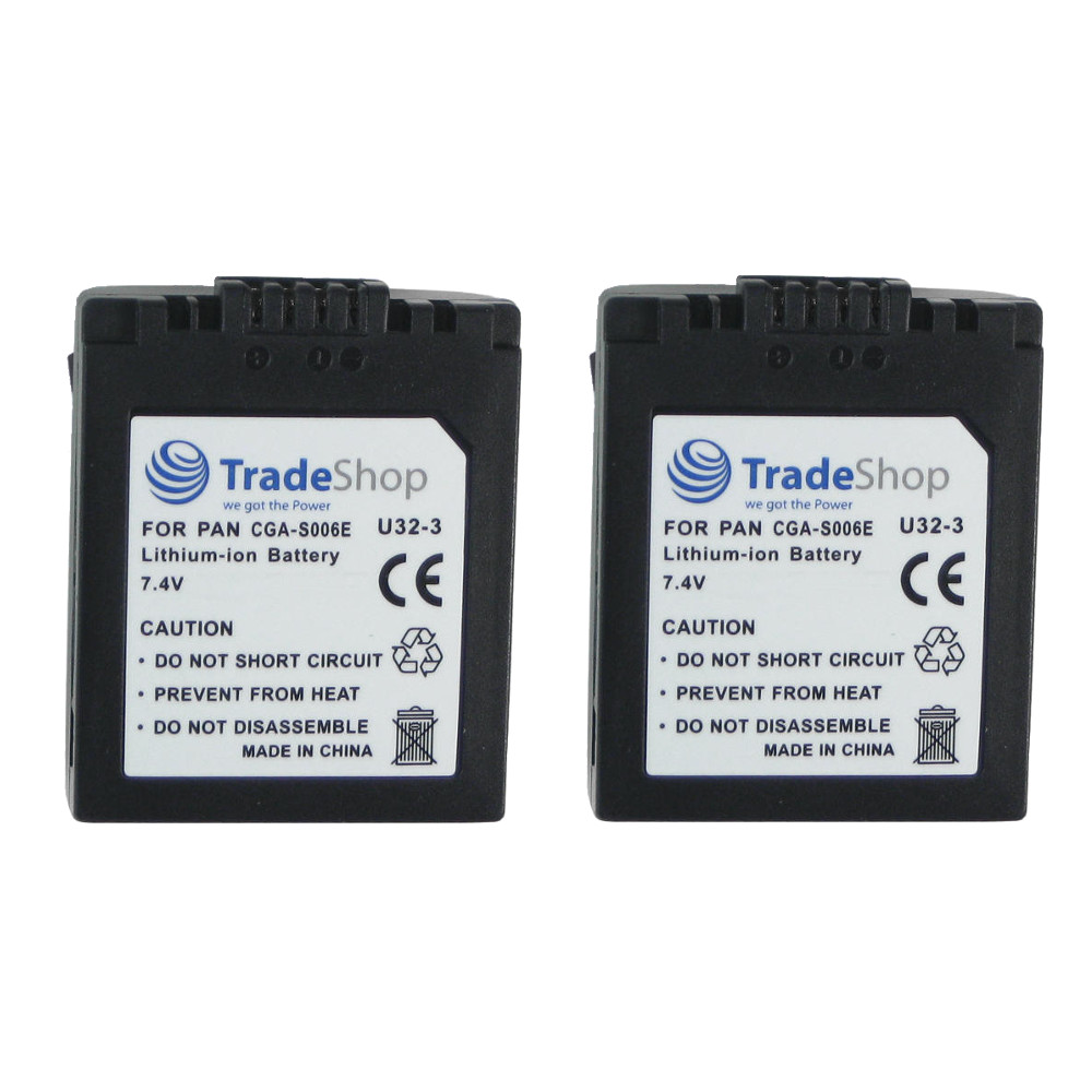 2x Akku 1500mAh für Panasonic DMW-BMA7 CGA-S006 CGA-S006E S006E/1B Leica BP-DC5