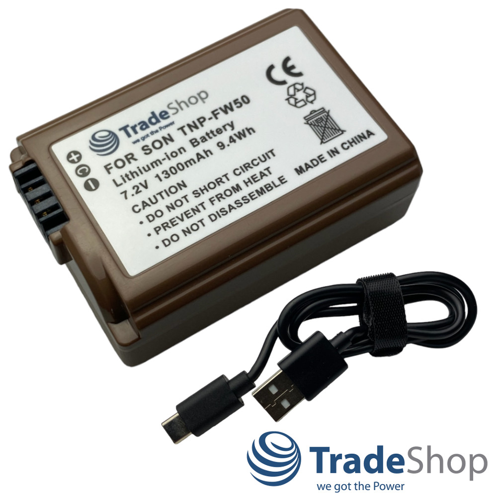 Li-Ion Akku 7,2V 1300mAh für Sony Alpha NEX-3,SLT-A33 ersetzt NP-FW50 - Typ-C