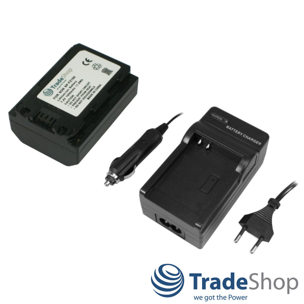 2in1: Akku 1600mAh + Ladegerät mit Kfz-Ladekabel für Sony Alpha 7 III, ILCE-9