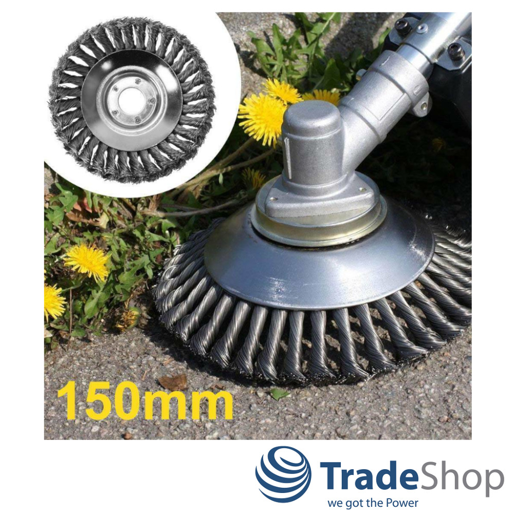 5x Stahldraht Unkrautbürste 15cm inkl Adapter-Set für Stihl, Worx, Husqvarna uvm
