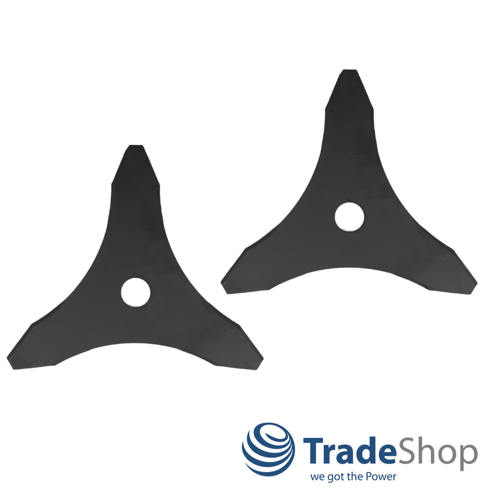 2x Freischneiderklinge Dickichtmesser 3-Zahn 255 x 25,4 x 1,4mm für Motorsensen