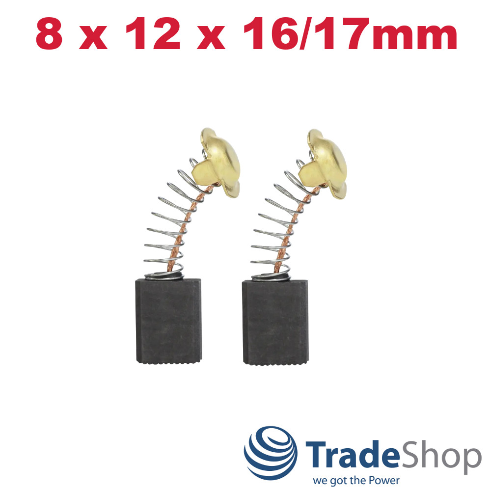 2x Kohlebürsten Motorkohlen Schleifkohlen 8 x 12 x 16/17mm für Makita 4100NH uvm
