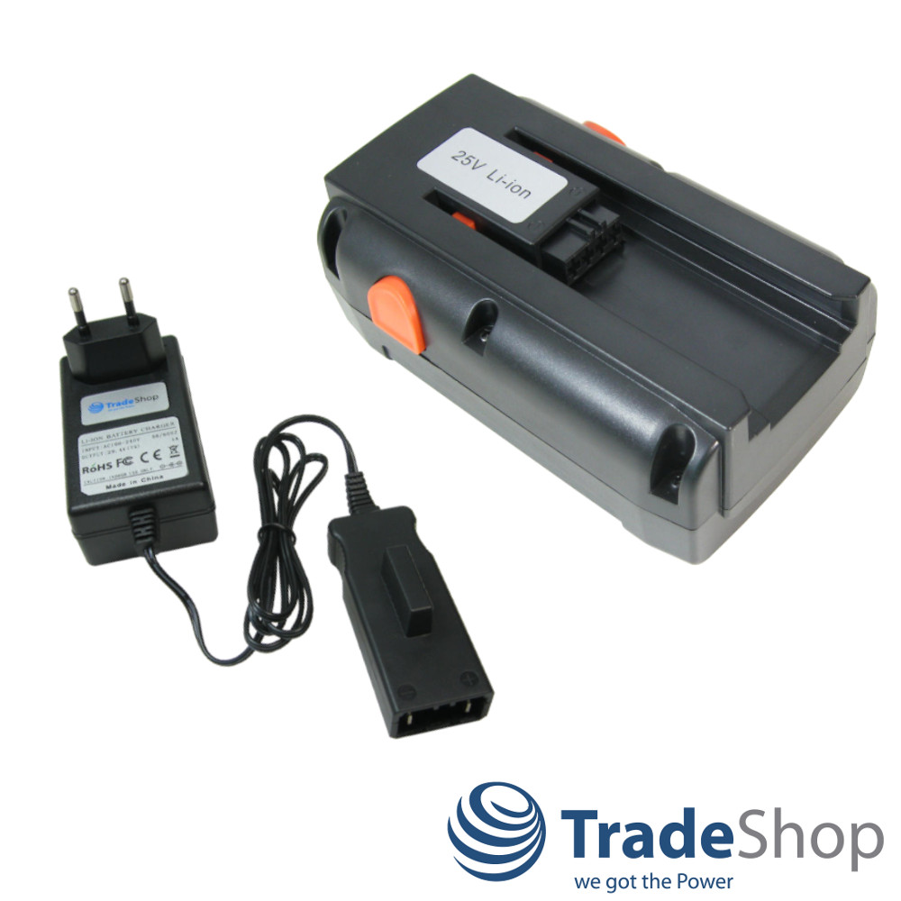 Li-Ion Akku 25V 4000mAh + Ladegerät für Gardena Spindelmäher 380LI 380C 380EC
