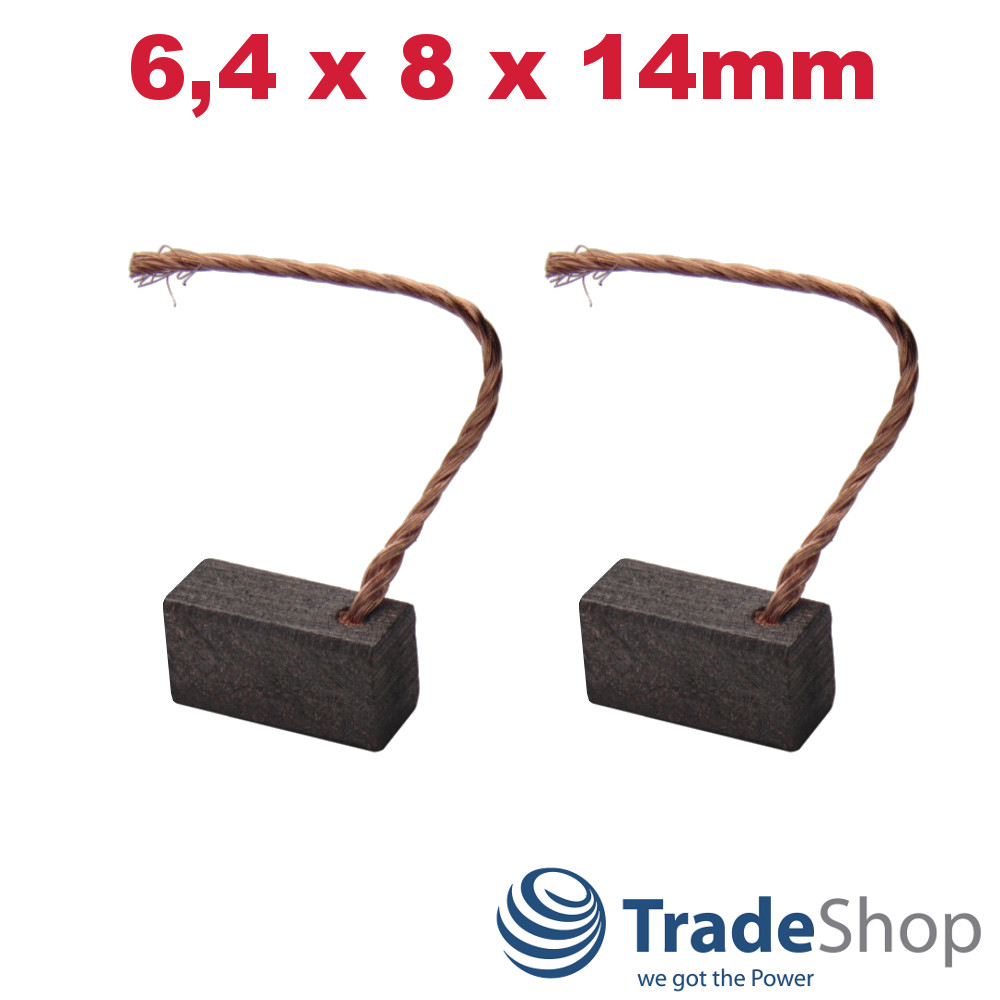2x Motorkohlen Kohlebürsten 6,4x8x14mm für viele PKW KFZ LKW Motoren Antriebe