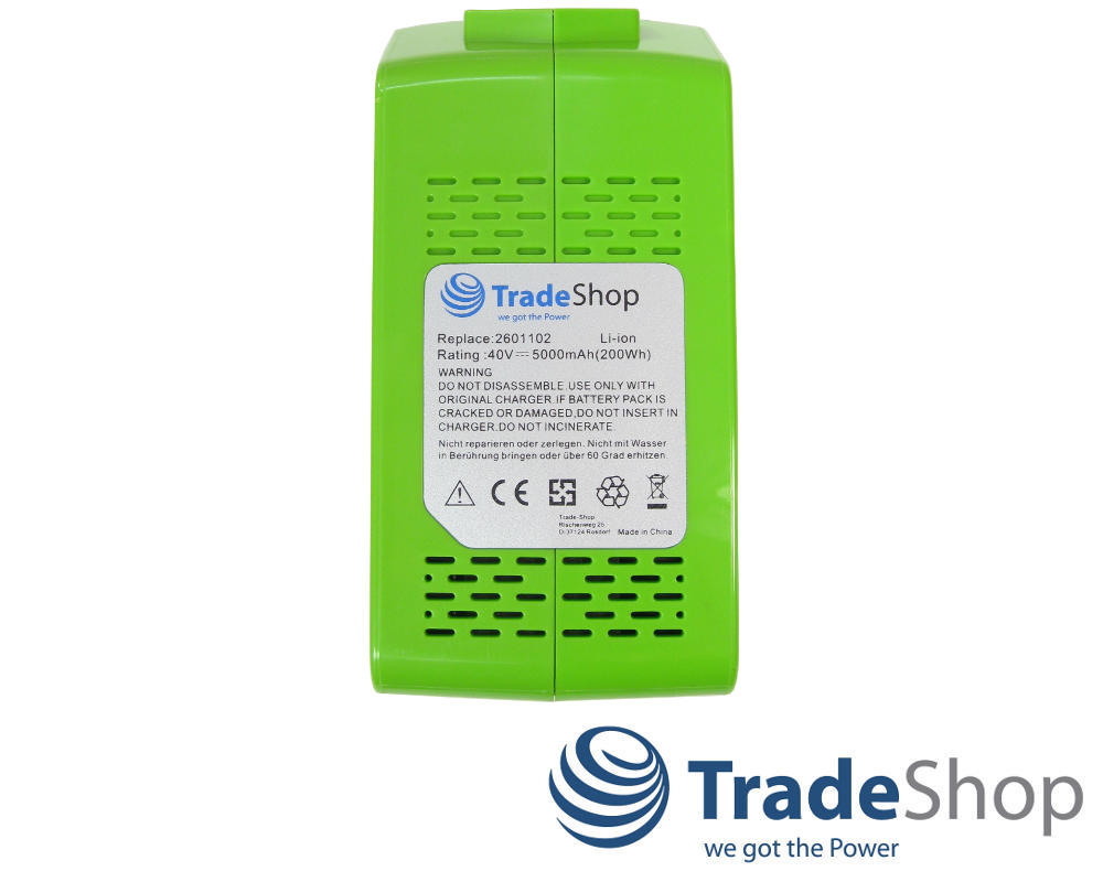 2x AKKU 40V 5000mAh Li-Ion für Greenworks G-MAX 29472 29282 2601102 29472 29282