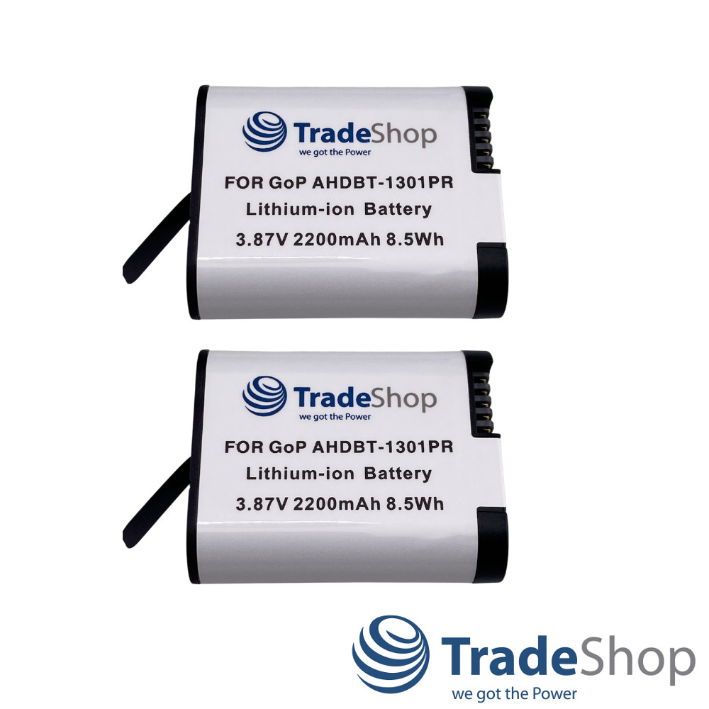 2x Li-Ion Akku 3,87V 2,2Ah für GoPro HERO13 Black ersetzt AHDBT-1301, CPSS1B