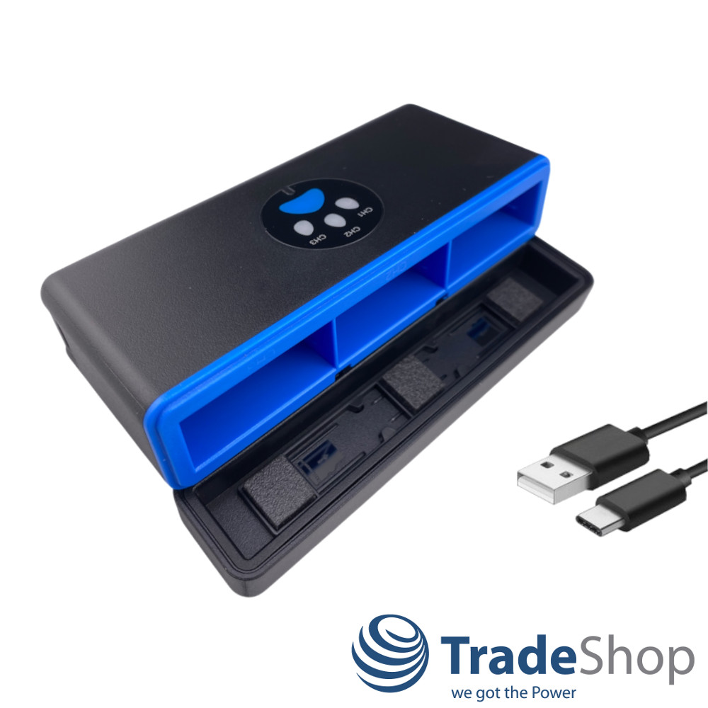 3-Slot Ladekoffer Ladegerät für GoPro HERO13 Black, AHDBT-1301, AHDBT-1301PR