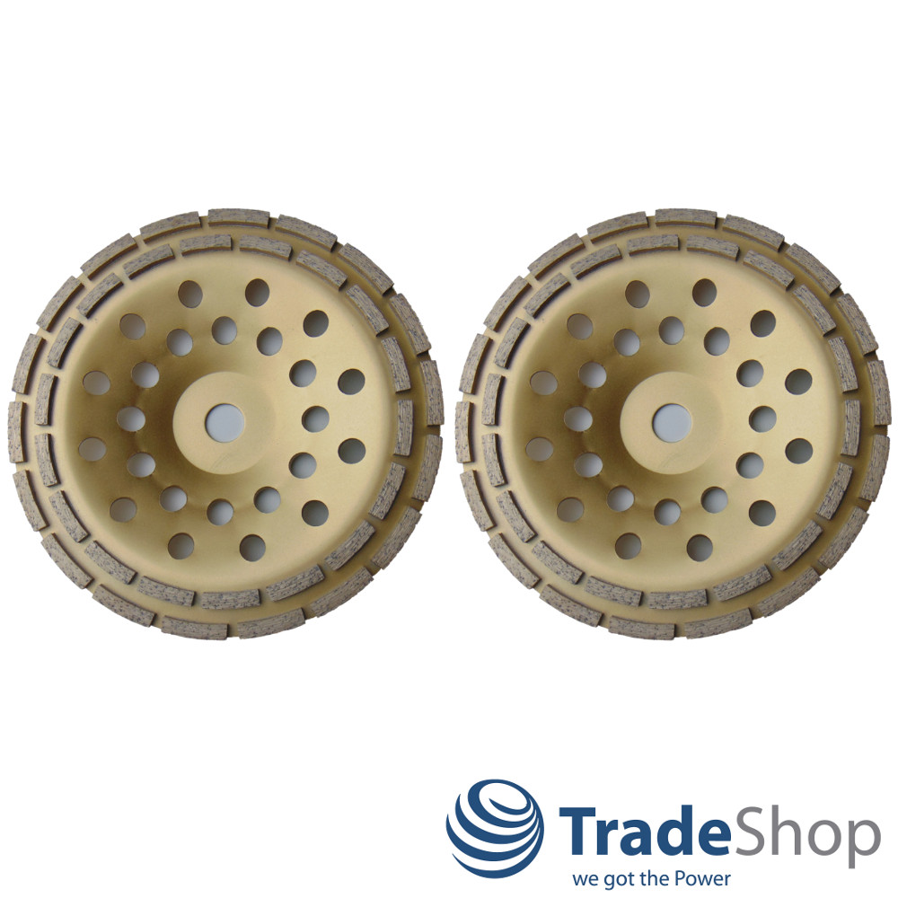 2x Diamant Schleifteller Schleiftopf Doppel Segment 230 x 22,23 x 5mm Beton