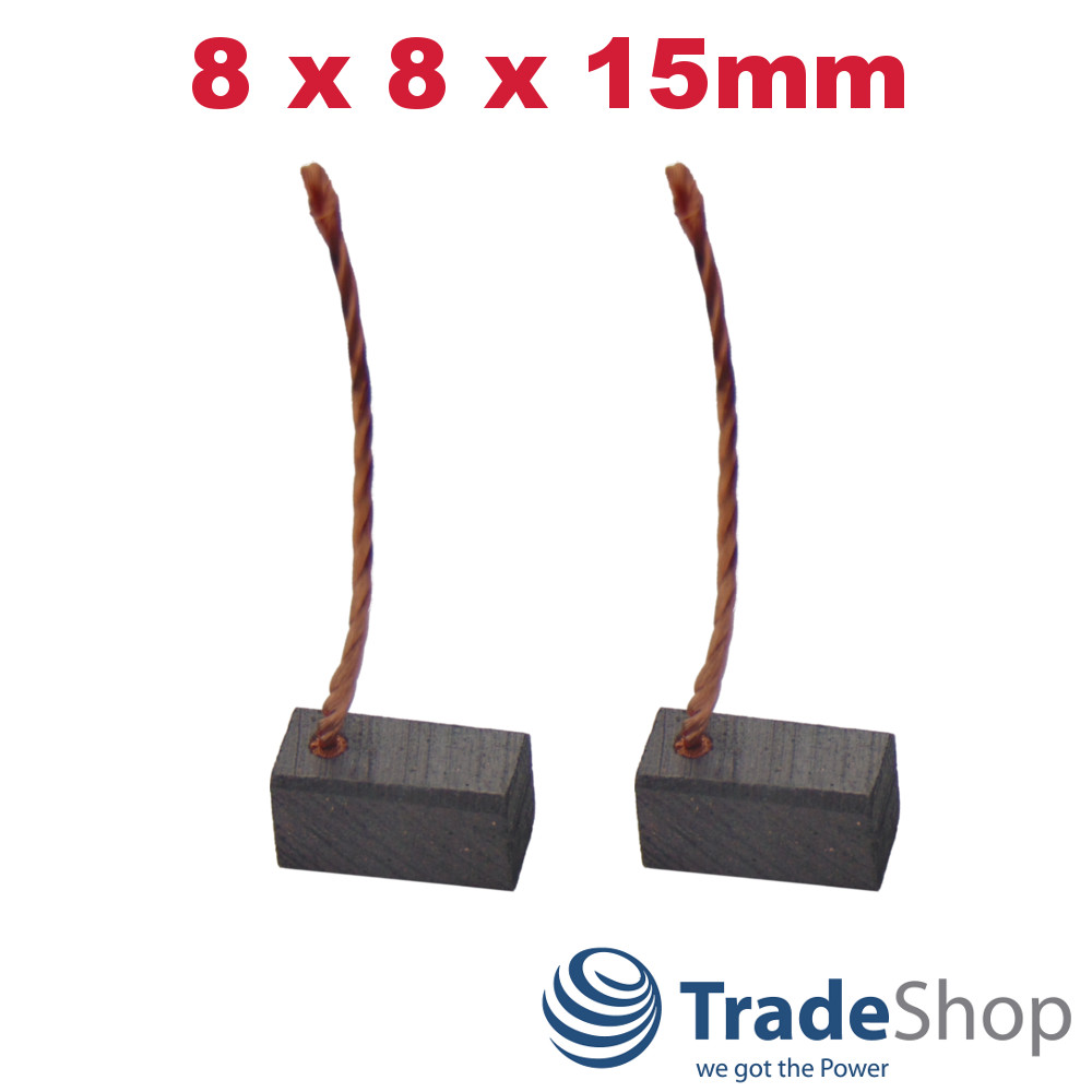 2x Motorkohlen Kohlebürsten 8x8x15mm für viele PKW KFZ LKW Motoren Antriebe