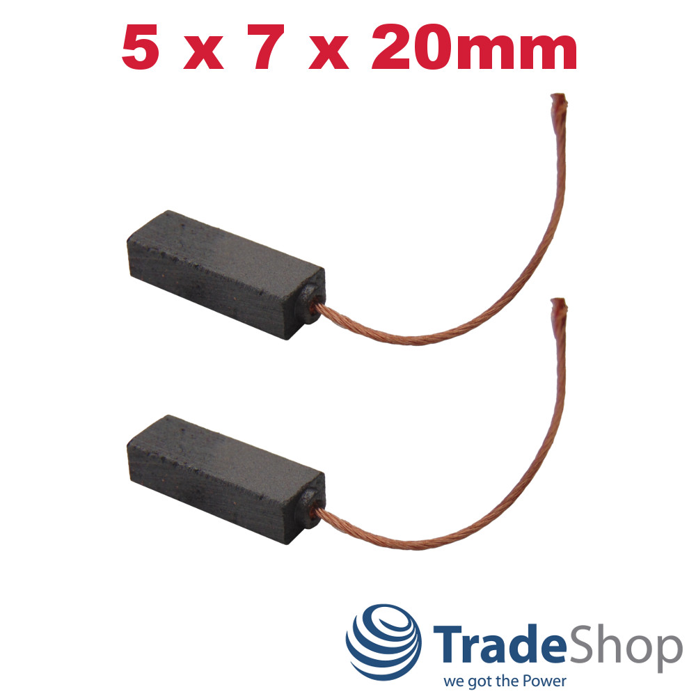 2x Motorkohlen Kohlebürsten 5x7x20mm für viele PKW KFZ LKW Motoren Antriebe