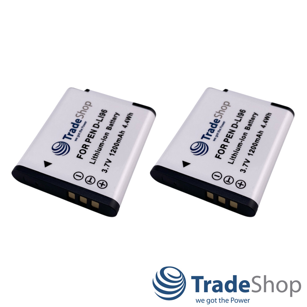 2x Li-Ion Akku 3,7V 1200mAh für Pentax WG-1000 Digitalkamera ersetzt D-LI96