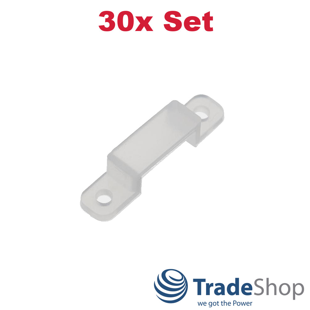 30x Befestigungs-Clips Wand-Halterung für bis zu 13mm LED Leuchtstreifen