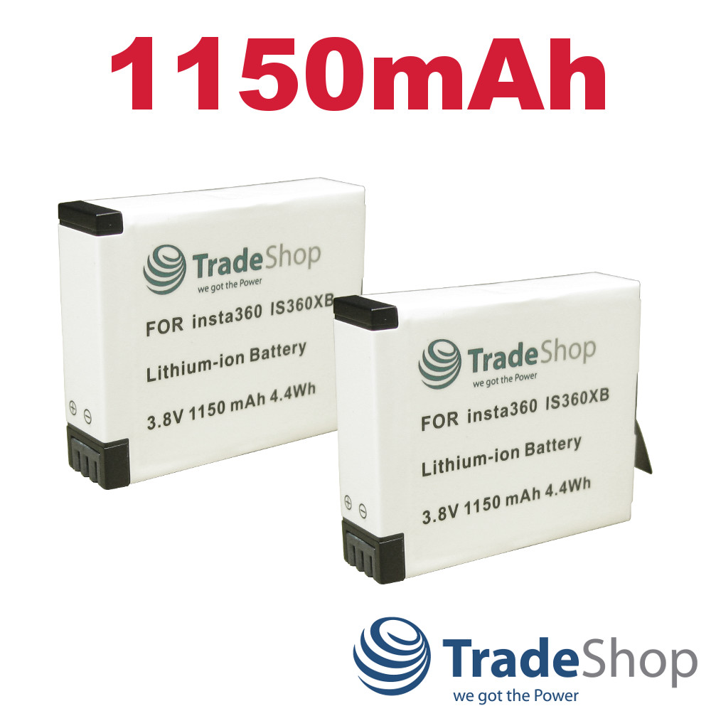 2x AKKU 1150mAh für Insta360 One X Videokamera 360° Kamera IS360XB
