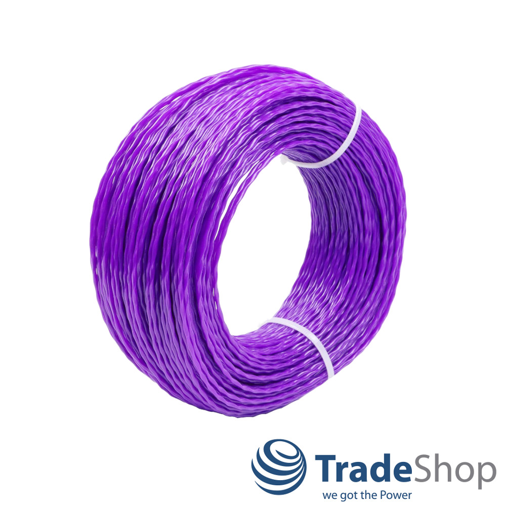 Dual Trimmerschnur Trimmerfaden 3,0mm x 200m Purpur verdrillt für Rasentrimmer