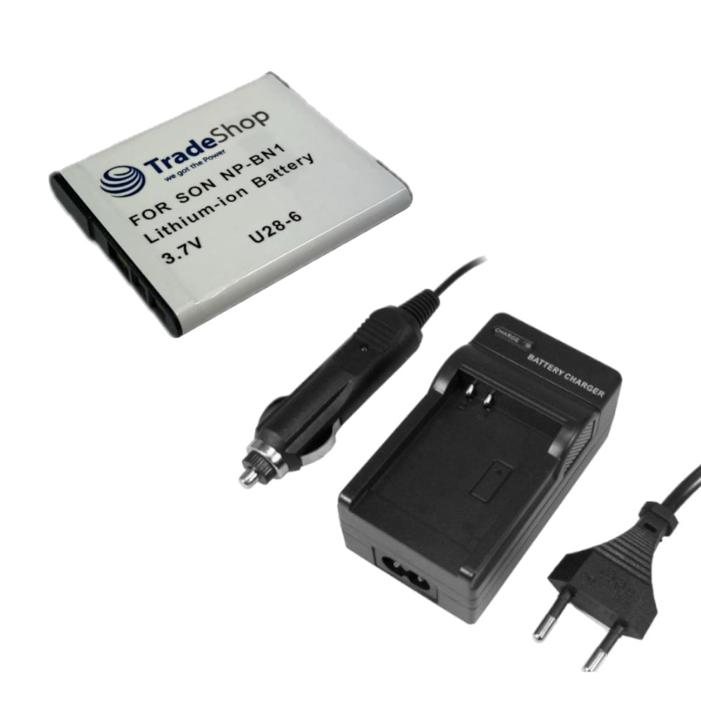 Akku 1000mAh + Ladegerät ersetzt NP-BN1 NP BN1 für viele Sony Kameras