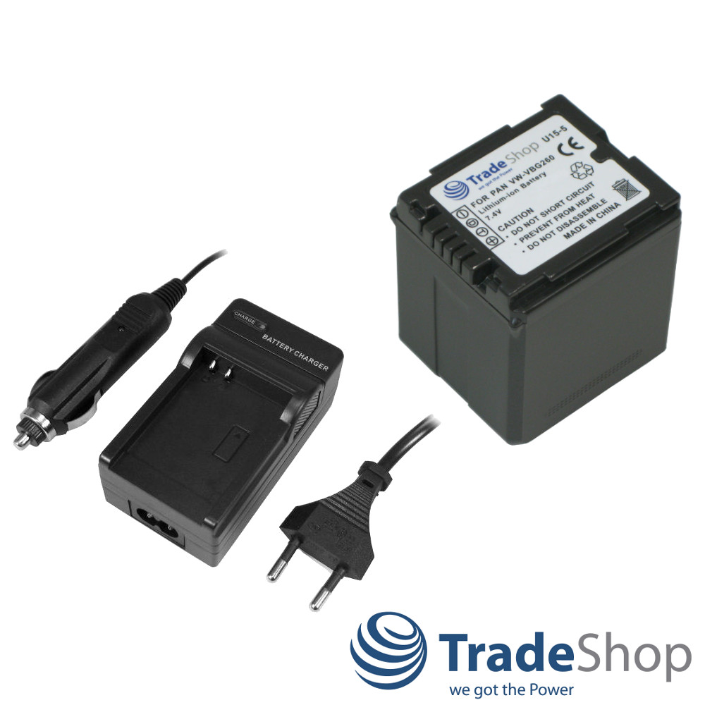 Akku + Ladegerät Panasonic VW-VBG260 VW-VBG070/E-K, VW-VBG130/E-K, mit Info Chip