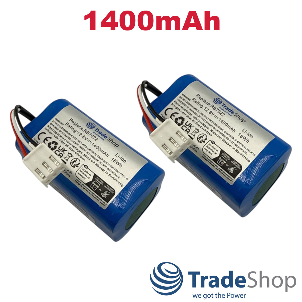 2x Li-Ion Akku 12,8V 1400mAh für Severin Chill RB 7022, RB 7025 ersetzt 4404048