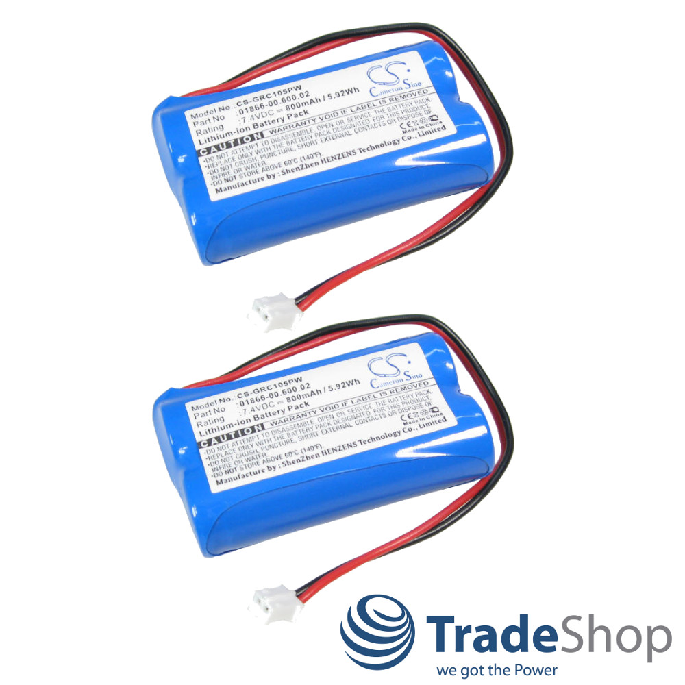 2x Li-Ion AKKU 7,4V 800mAh für Gardena C1060 plus Solar ersetzt 01866-00.600.02