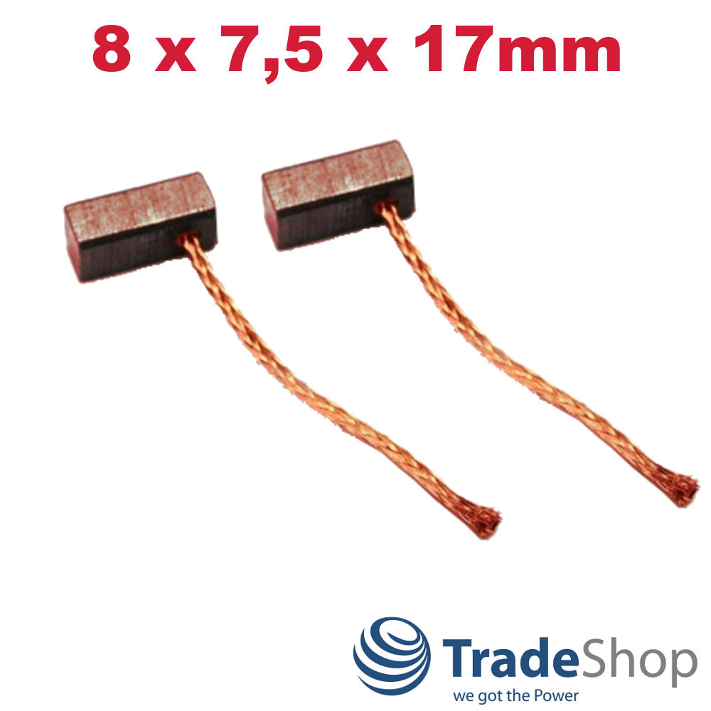 2x Bronzekohlen Kohlebürsten 8x7,5x17mm für viele PKW KFZ LKW Motoren Antriebe