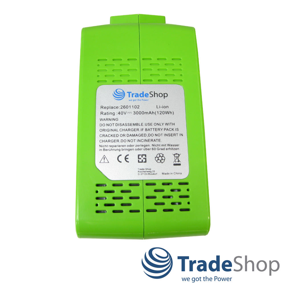 AKKU 40V 3000mAh Li-Ion ersetzt Greenworks G-MAX 29472 29282 2601102